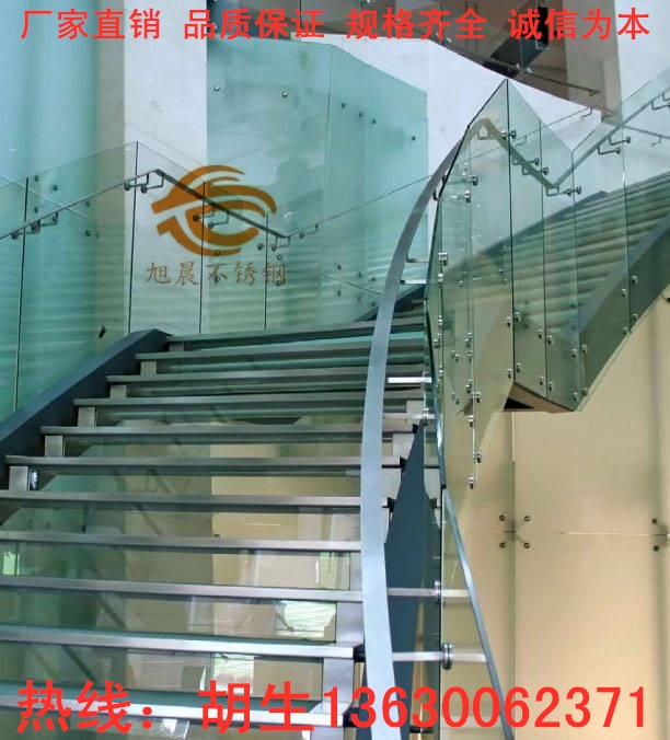 不锈钢夹玻璃楼梯扶手立柱管